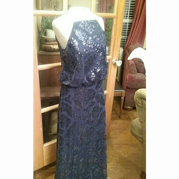 Bill Levkoff  Designer Blue Sequin Leopard Gown - Picture 2 of 5
