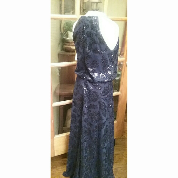 Bill Levkoff  Designer Blue Sequin Leopard Gown - Picture 3 of 5