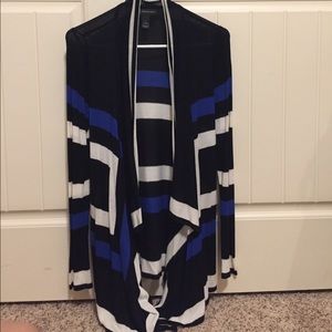 INC sweater, blue, black and white