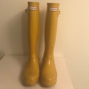 Yellow tall hunter boots