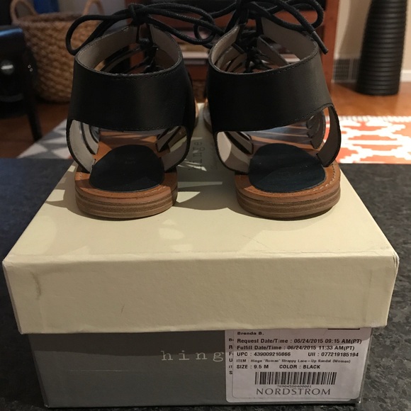 *SOLD* Hinge black leather lace up sandals - Picture 4 of 5