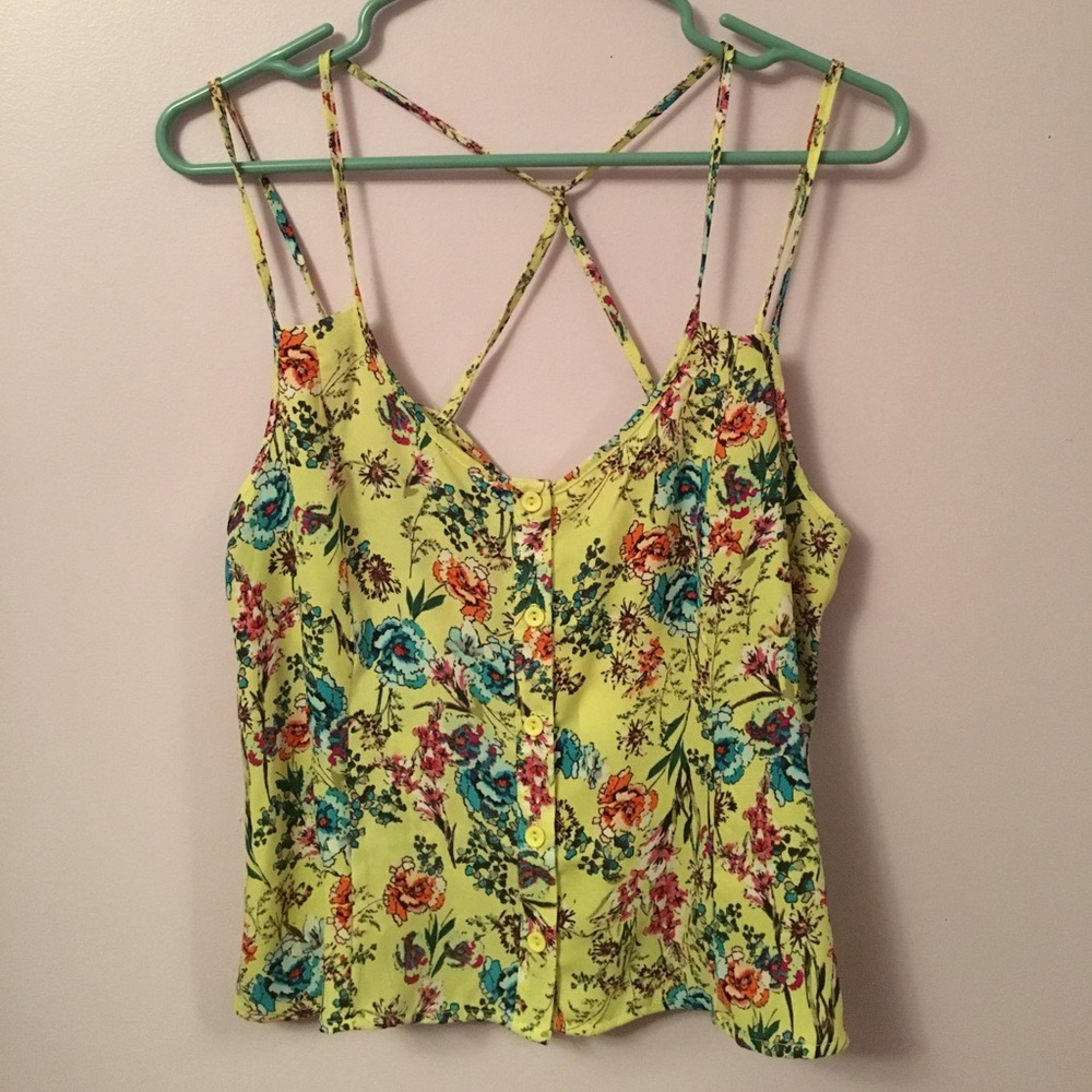 New With Tag Yellow Floral Tank Size L