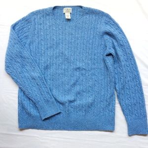 LL Bean Lambs Wool Crew Neck Cable Knit Sweater L