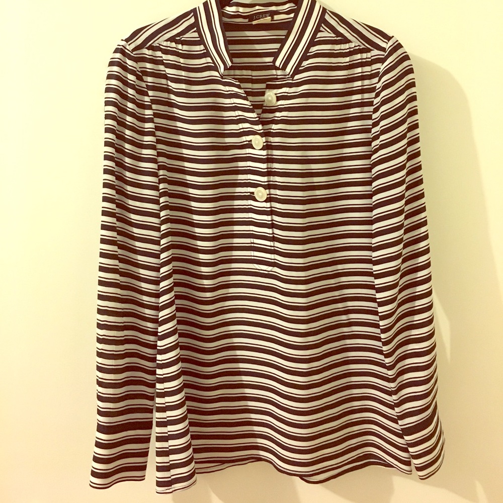 J.Crew Factory Silk Stripes Popover Blouse