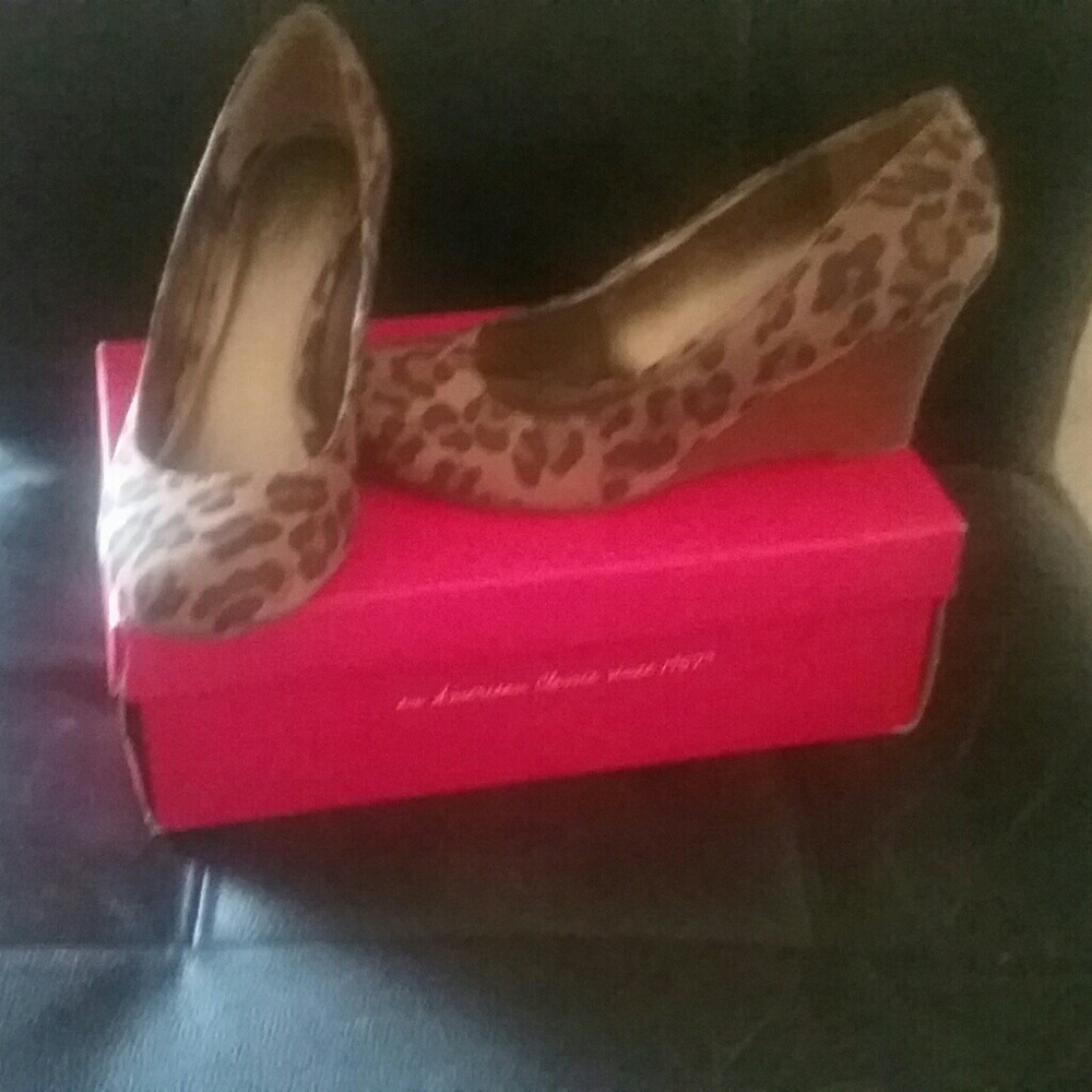 Leopard Wedge Heels Size 7.5