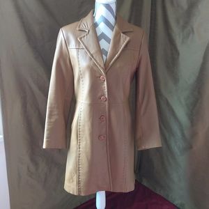 😺Soft Supple Brown Leather Duster Jacket