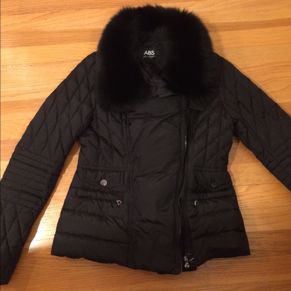 ABS removable fur collar quilted Moto jacket