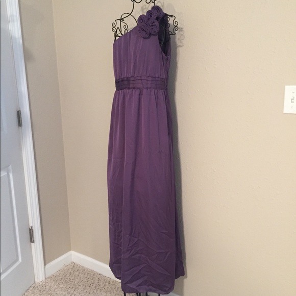 Flower Embellished One Shoulder Long Formal Dress - Picture 4 of 8