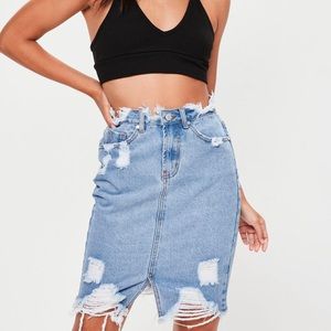 Worn once missguided distressed jean skirt