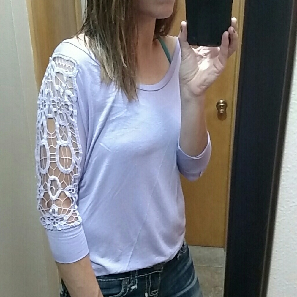 Purple shirt with lace accents