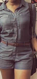 Denim Longsleeve shorts Romper