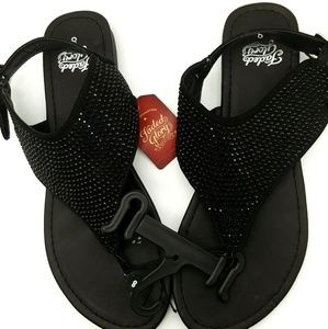 NWT Black Rhinestone Sandals