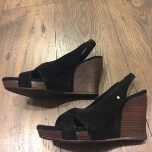 Black Ugg wedge sandals