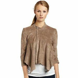 BCBGmaxazaria Bri perforated faux suede jacket.