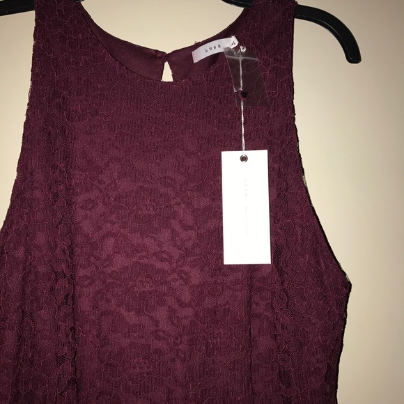 🌹LUSH burgundy lace dress Size Large - Picture 5 of 7