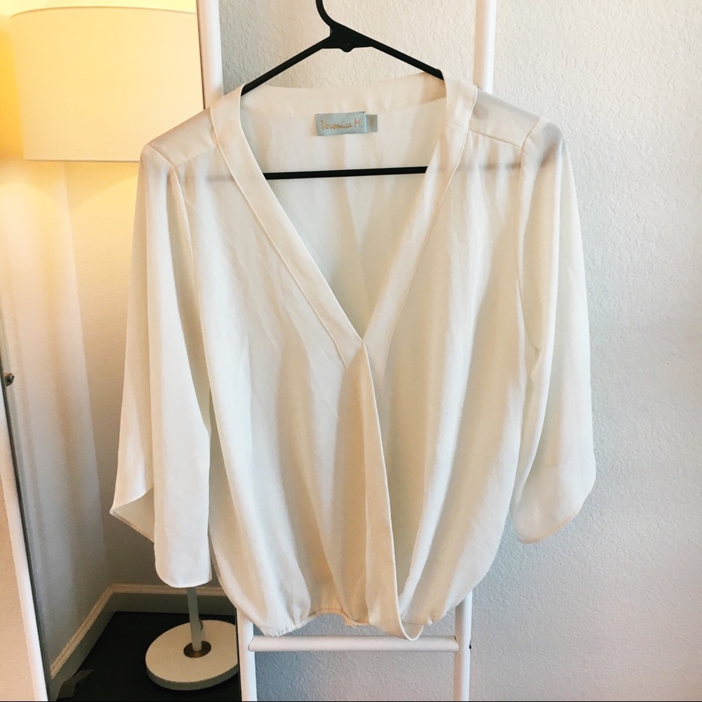 Creme Crossover Blouse