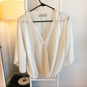 Creme Crossover Blouse