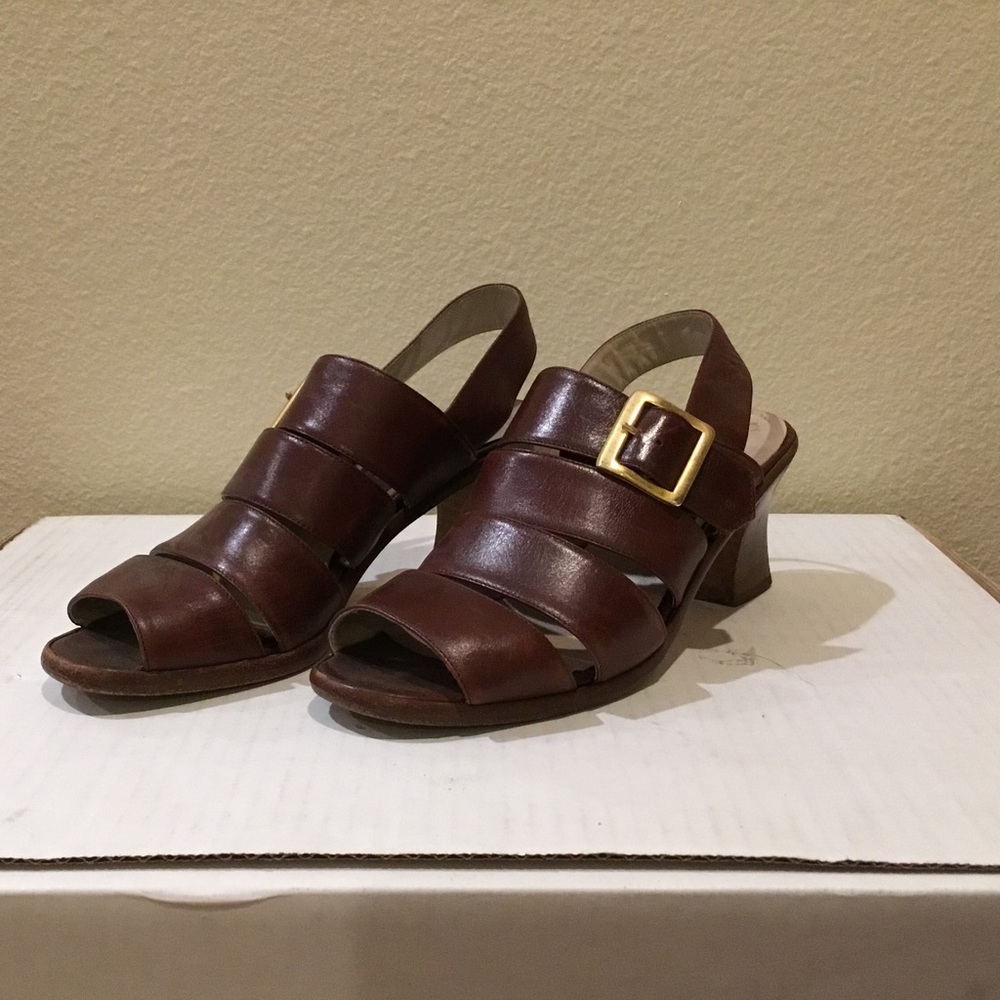 Brown heeled sandals