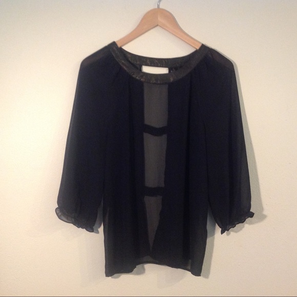 Petticoat Alley Sheer Open-Back black & gold top - Picture 1 of 4