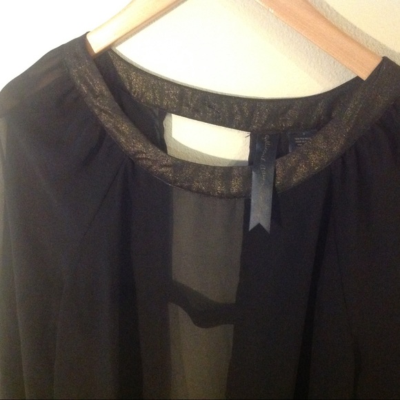 Petticoat Alley Sheer Open-Back black & gold top - Picture 2 of 4