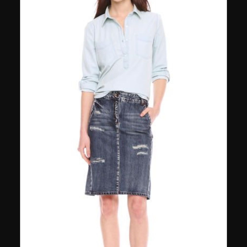NWT Joe Fresh Denim Distressed Skirt