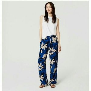 LOFT Floral Fresco Tie Waist Pants