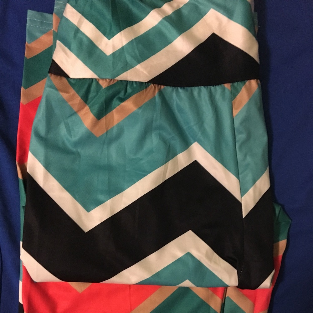 Teal/coral/navy palazzo pants