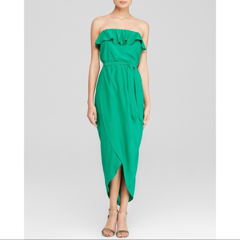 Ruffled Strapless Silk Dress