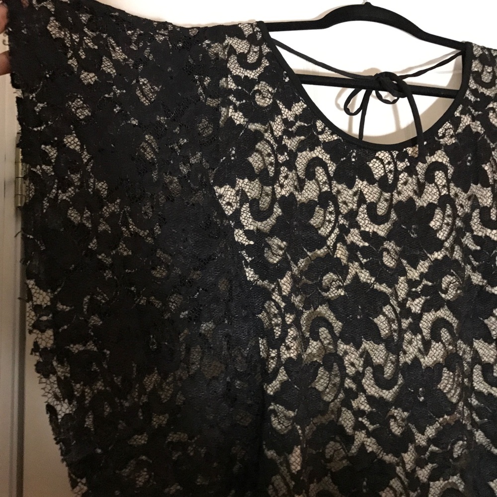 2 for $25 Lace open back short black dress