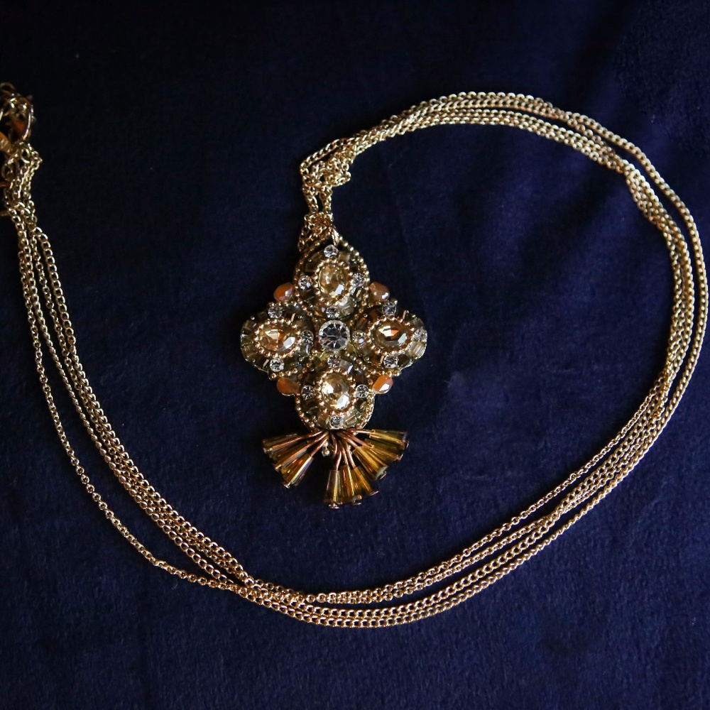 Vintage style amber gold chain necklace