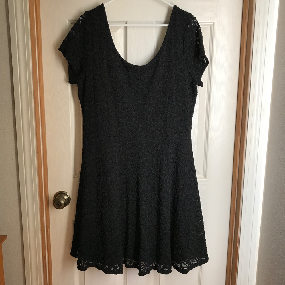 Soprano Lace Fit & Flare Black Dress 3X Babydoll