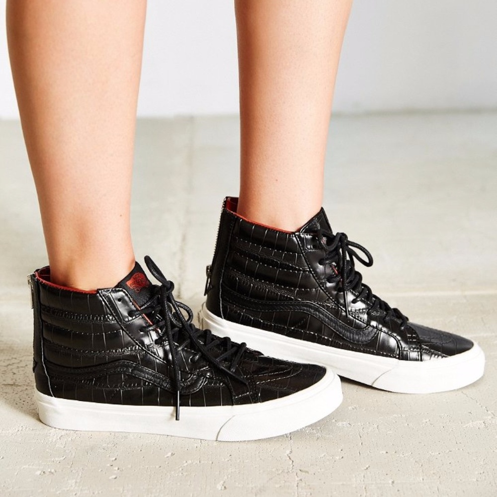 Vans Sk8 Hi Slim Zip (Croc Leather) Black Women's