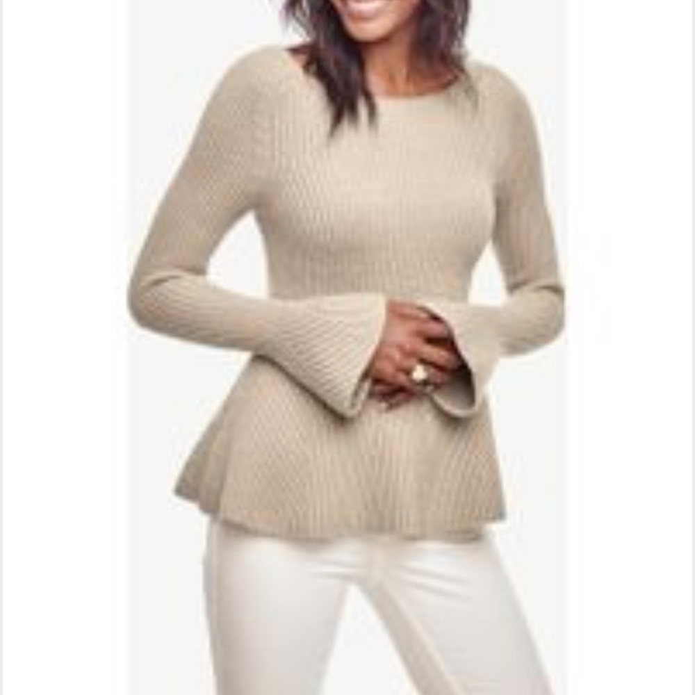Ann Taylor Bell Sleeve Peplum Sweater