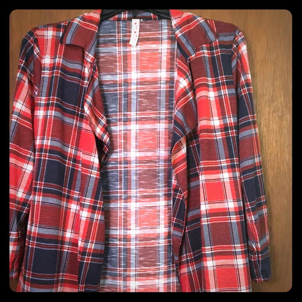 Red, White, and Blue light flannel cardigan
