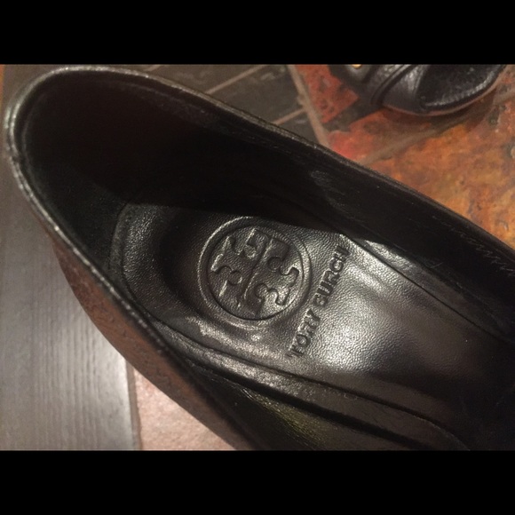 Tory Burch Carnell Women Peep Toe Leather Wedge - Picture 7 of 8