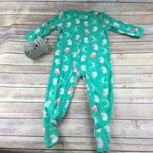 Carter's teal owl footie winter pajamas