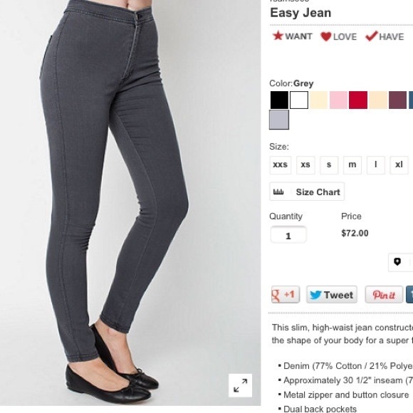 American Apparel Pants - American apparel easy Jean