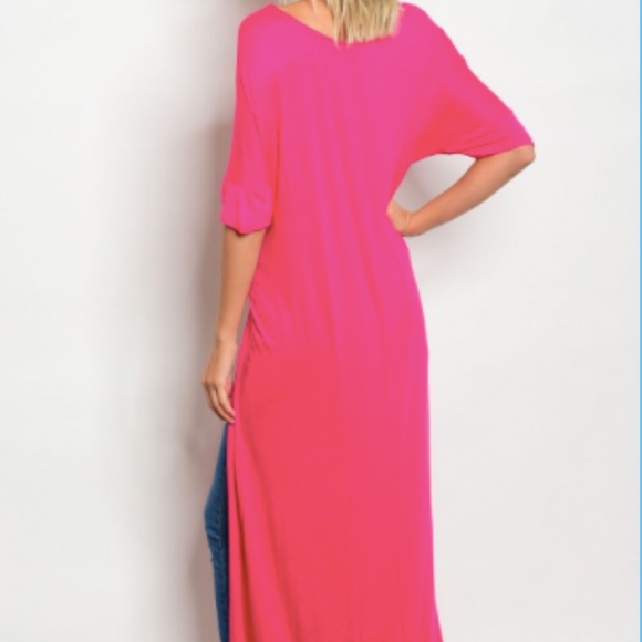 LAST 2: Fuchsia 1/2 Sleeve Long Tunic - Picture 2 of 2