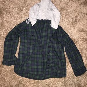Hooded button up flannel