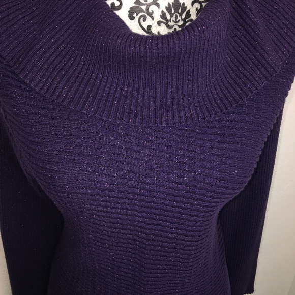 Sparkly Purple Sweater Dress with Alternate Knit - Picture 3 of 6