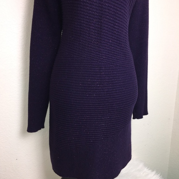 Sparkly Purple Sweater Dress with Alternate Knit - Picture 4 of 6