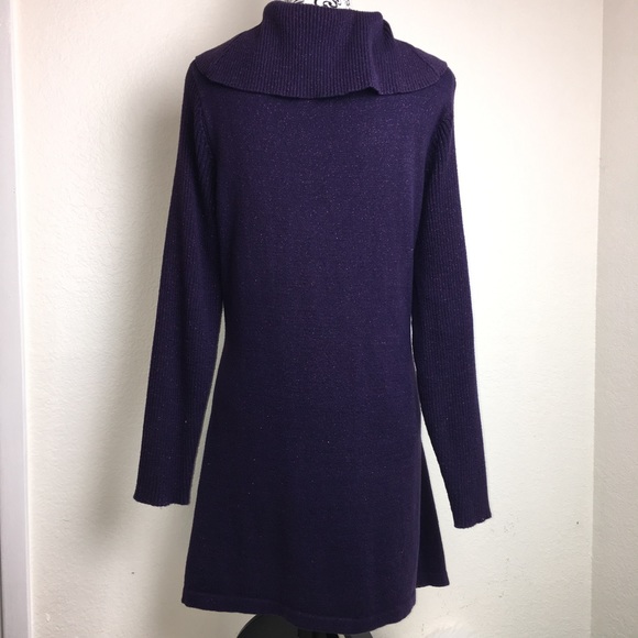 Sparkly Purple Sweater Dress with Alternate Knit - Picture 5 of 6