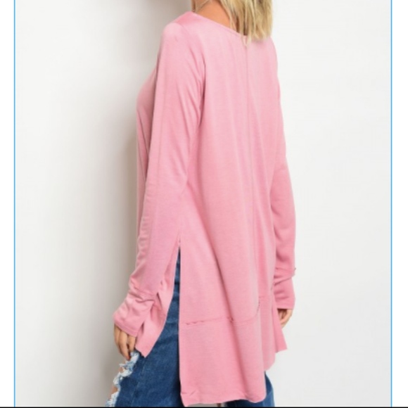 LAST 1: Dusty Blush Long Sleeve Tunic Top - Picture 2 of 5