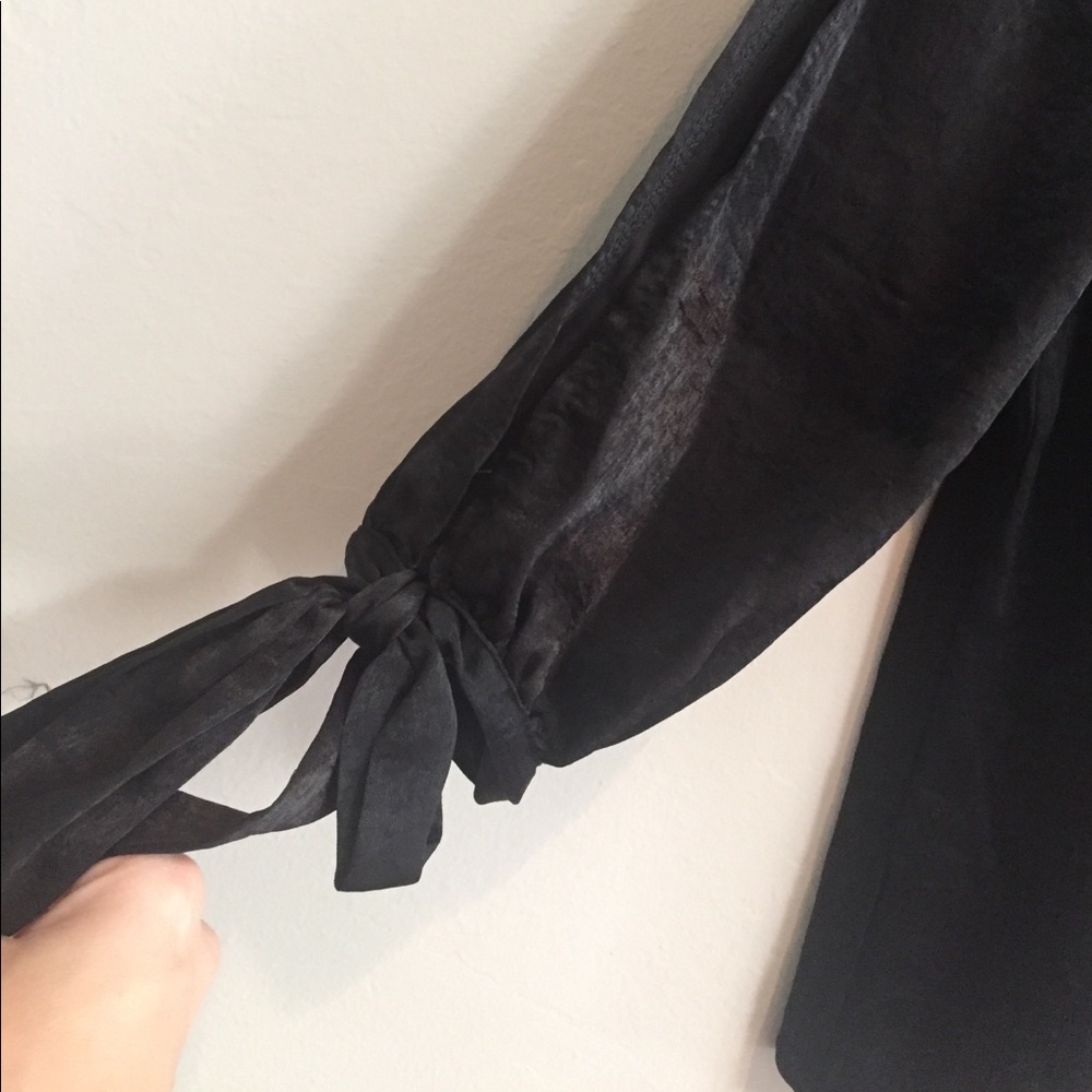 🙌HP🙌 LAST 2: Black Satin Off the Shoulder Top - Picture 4 of 5