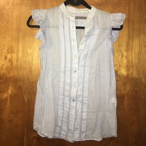 Zara - Light blue shirt w/ ruffle sleeves