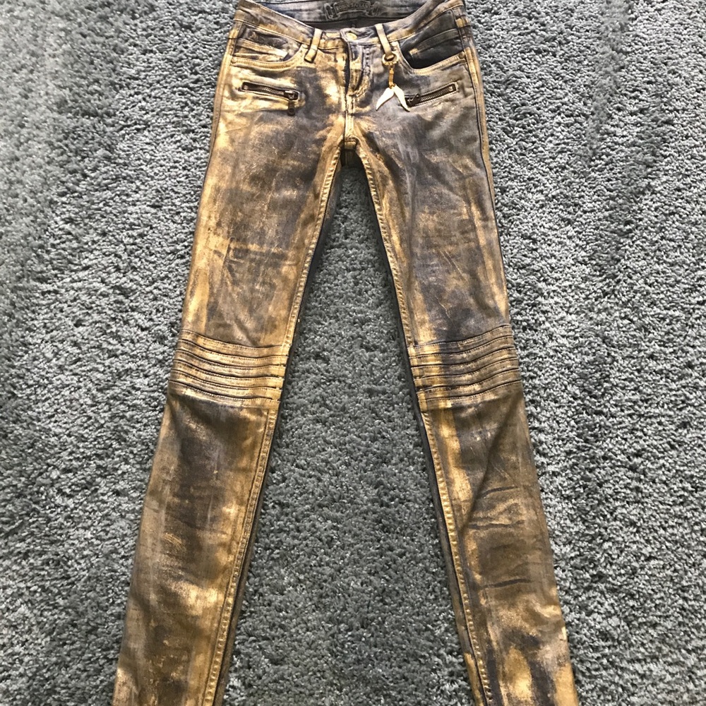 Gold detailed Robins jean Authentic size 25