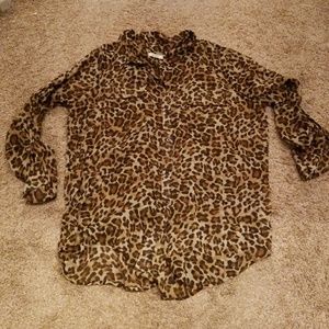 Leopard print chiffon blouse
