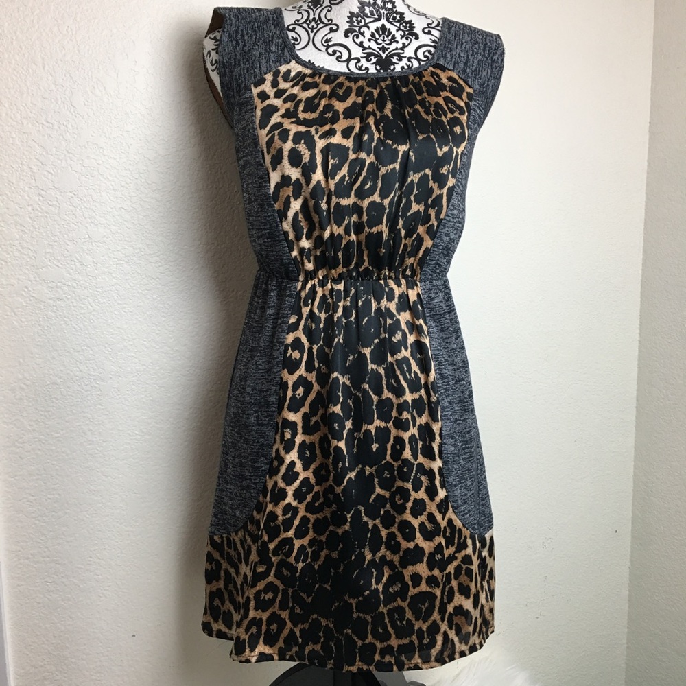 THML Grey and Animal Print Dress