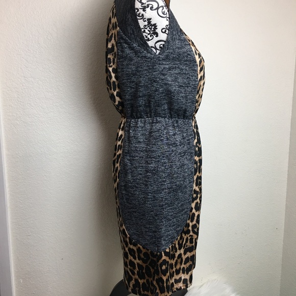 THML Grey and Animal Print Dress - Picture 2 of 3
