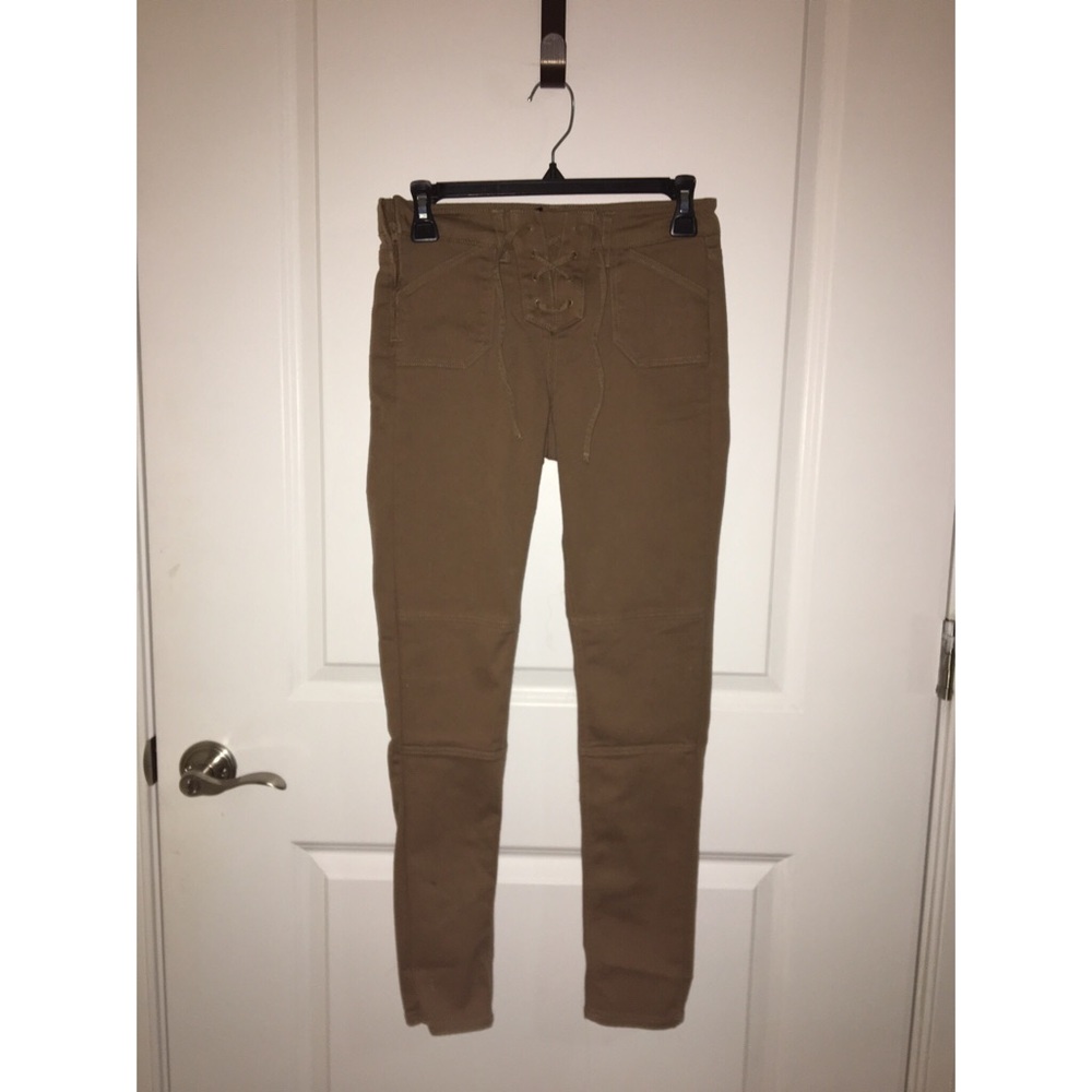 H&M "Divided" Lace Up Khaki Skinny Jeans